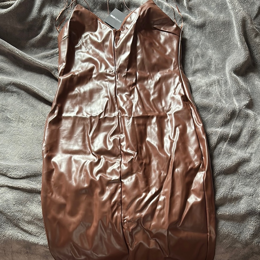 Brown Satin Slip Dress